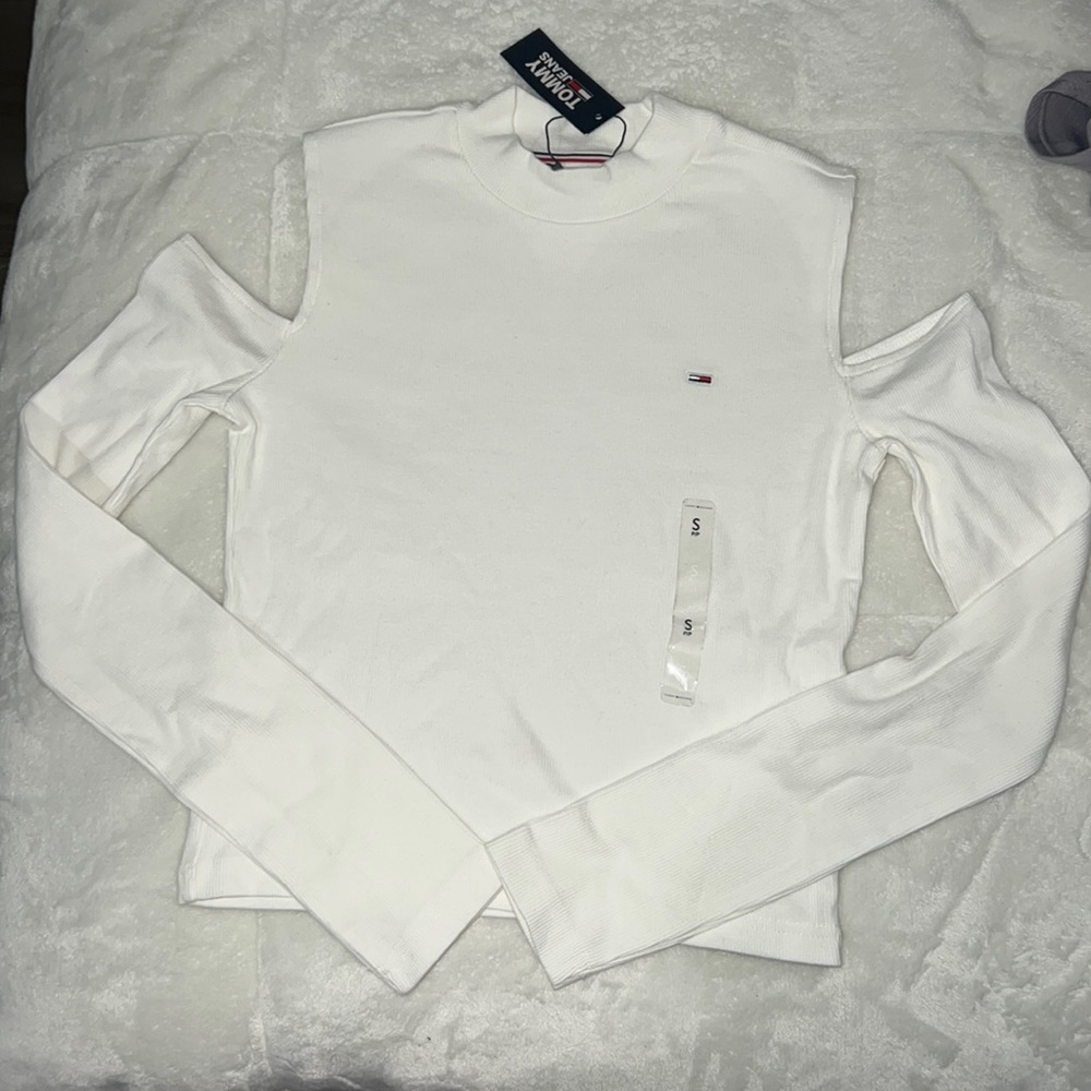 Tommy hilarious open shoulder top